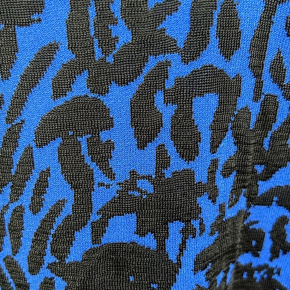 NWT St. John Collection Nordstrom Black Blue Floral Jacquard Dress Sz 14 - Picture 5 of 11